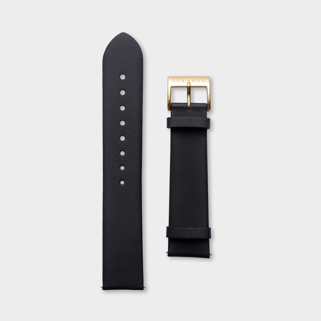 20mm - Gold & Black Leather